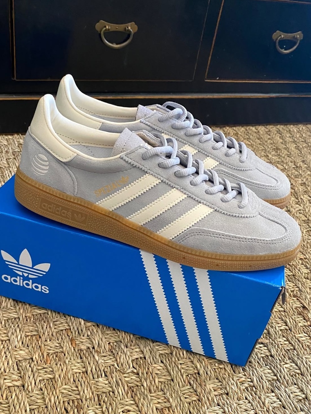 adidas Men’s Spezial Suede Sneakers - Light Gray & White with Gum Sole